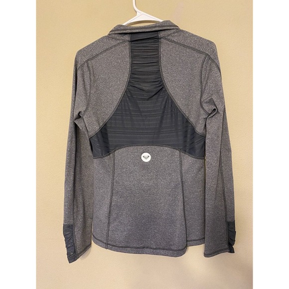 NWOT Roxy Athletic Gym Jacket Zip Up Two Tone Gray Women Sz M Thumb Hole - Picture 6 of 6